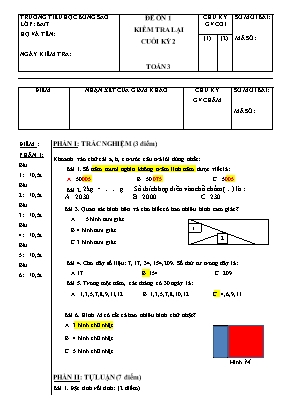 Bài kiểm tra Cuối kỳ II môn Toán Lớp 3 - Trường Tiểu học Bông Sao (Có đáp án)